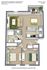 Spacious floor plan of Cedarfield Apartments featuring 2 beds, 1 bath, modern kitchen, and cozy living room, perfect for comfortable living, 869 sq ft.