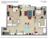 Modern 3D floor plan of The Reserve at Knollwood Apartments featuring 2 spacious bedrooms, 2 bathrooms, an open-concept living and dining area, and a sleek kitchen. Total area of 1108 sq ft, perfectly designed for comfortable living.