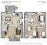 Inviting two-story floor plan for the Tarrytown Townhomes featuring 3 spacious bedrooms, 2.5 modern baths, an open-concept kitchen, elegant living area, and a charming deck, totaling 1384 sqft.