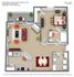 Knollwood Condominium floor plan featuring 1 bedroom, spacious living area, modern kitchen, cozy balcony, and a well-appointed bathroom, 800 sq ft.