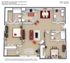 Modern 3D floor plan of Knollwood Condominium, featuring 2 bedrooms and a sunroom, with an open living and dining area, spanning 1172-1198 sq ft.