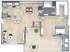 Modern 2D floor plan showcasing an open-concept design with 1 bedroom, spacious living room, elegant kitchen with island, and a cozy dining area, along with a stylish bathroom and inviting balcony.