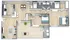 Elegant 3D floor plan featuring two bedrooms, modern kitchen, cozy living area, and spacious outdoor balcony.