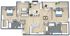 Modern 3D floor plan showcasing three spacious bedrooms, two elegant bathrooms, open-concept living and dining area, and a stylish kitchen with an inviting balcony.