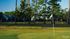Charming golf course view from the serene apartment complex surrounded by lush greenery and majestic trees.