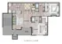 Elegant 2D floor plan showcasing a modern two-bedroom, two-bath layout with a cozy living room, dining area, and stylish kitchen. Includes a porch balcony and utility space.