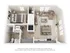 Modern 1-bedroom apartment floor plan showcasing open-concept living area, elegant dining space, and in-unit washer/dryer.