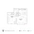 Stylish floor plan of Truesdale Building showcasing 1 bedroom, 1 bath, and an open-concept living area with a modern kitchen, spanning 685 sq ft.