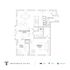 Modern floor plan of Truesdale Building featuring 1 bedroom, a study, and an open living/dining room. Located in a spacious 940 sq ft layout with stylish design.