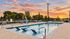 Resort-style swimming pool at sunset at The Residences at Victory Ranch in Idaho Falls
