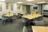 Elegant communal dining area with stylish tables, modern chairs, and vibrant floral decor, perfect for gatherings in a sophisticated setting.