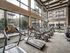 Modern fitness center with state-of-the-art treadmills and elliptical machines in a bright, spacious room with floor-to-ceiling windows.