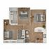 Elegant floor plans for Unit B2. Unit B1 features a modern living/dining area with a spacious bedroom and walk-in closet. Unit B2 offers two cozy bedrooms, an open-concept kitchen, and a stylish living area. Perfect for contemporary living.