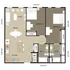 Modern 2D floor plan showcasing 2 bedrooms, a spacious living and dining area, a stylish kitchen, and dual bathrooms. Perfect blend of comfort and functionality.