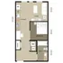 Modern 1-bedroom apartment floor plan with open kitchen, cozy living area, and stylish bathroom layout.