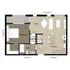 Chic floor plan featuring a spacious 1-bedroom layout with an elegant kitchen, cozy living room, and well-appointed bath.