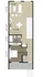 Modern floor plan showcasing 1 bedroom, open kitchen and living area, and a well-appointed bath. Includes laundry facilities for convenience.