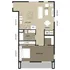 Modern 1-bedroom apartment floor plan featuring a spacious living area, open kitchen with dining space, cozy bedroom, and convenient in-unit laundry.