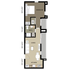 Compact and modern floor plan featuring a cozy bedroom, efficient kitchen, and inviting living area, perfect for urban living.