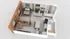 Chic 3D apartment layout showcasing a cozy bedroom, modern kitchen, and inviting living room with exposed brick accents.