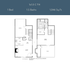 Charming floor plan featuring 1 bedroom, 1.5 baths, a modern kitchen, welcoming dining area, and a private garage in 1,046 sq ft.