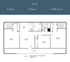 Modern 3x3 A floor plan with 3 spacious bedrooms, 3 elegant bathrooms, and a generous 1,488 sq ft layout featuring a cozy dining area and open-concept living space.
