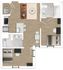 Modern floor plan showcasing a spacious open-concept living room, two cozy bedrooms, and two sleek bathrooms with elegant finishes.