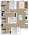 Modern apartment floor plan with 3 bedrooms and a stylish open-concept living area with a kitchen island. Features three sleek bathrooms, and a dedicated laundry space, all complemented by a spacious living space.