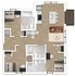 Modern 2D floor plan showcasing 3 spacious bedrooms, a sleek open-concept living and kitchen area, and three elegant bathrooms.