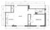 Compact 1-bedroom apartment floor plan featuring a modern kitchen, cozy living area, and sleek bathroom design.