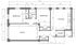 Contemporary floor plan featuring two spacious bedrooms, a modern kitchen, and a cozy living area with generous closet space.