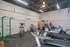 Modern apartment gym featuring state-of-the-art cardio equipment, vibrant workout balls, and a sleek minimalist design.
