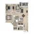 Modern 3D floor plan showcasing three bedrooms, an expansive open living and dining area, and a stylish kitchen with a breakfast bar.