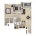 Modern 2D floor plan showcasing a spacious layout with a luxurious bedroom, cozy living room, stylish dining area, and contemporary kitchen.