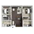 Modern 2D floor plan showcasing a sleek open kitchen, cozy living and dining area, and two spacious bedrooms, each with en-suite bathrooms.