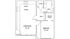 Charming floor plan featuring a cozy bedroom with walk-in closet, stylish living room, and modern kitchen layout.