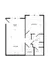Modern floor plan showcasing a spacious 1-bedroom apartment with an open-concept living area and kitchen, including a laundry room and walk-in closet.