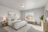 Bright, inviting bedroom with king-sized bed, contemporary decor, large window with scenic view, and elegant natural elements.