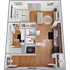 Inviting 3D floor plan featuring a cozy studio apartment, modern kitchen, stylish living area, and well-appointed bathroom with ample storage space.