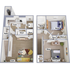 Modern 3D floor plan showcasing an inviting entry leading to a cozy living area, functional kitchen, and dining space. Upstairs features two spacious bedrooms, ample storage, and convenient bathrooms.