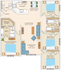 Elegant floor plan with a master bedroom featuring a walk-in closet and bath, three additional bedrooms, spacious living area, stylish kitchen with adjoining dining room, and a versatile imagination room.