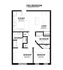 Modern two-bedroom floor plan with a spacious kitchen, cozy living area, and two well-sized bathrooms, totaling 896 square feet.