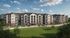 Charming apartment complex featuring four stories with elegant balconies, surrounded by lush greenery and open skies.