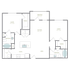 Modern 2D floor plan with 2 bedrooms, spacious kitchen, and inviting living area, featuring two refresh rooms and versatile gather and observe spaces.