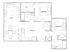 Modern floor plan illustrating 2 bedrooms, a spacious open kitchen with a dining area, cozy living room, and walk-in closet.