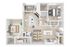 Modern 2D floor plan showcasing 2 bedrooms, cozy living room, sleek kitchen, and dining area with an inviting patio or sunroom.