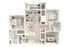 Modern 3D floor plan showcasing a chic apartment layout with two cozy bedrooms, open-concept living and dining area, sleek kitchen, and inviting patio or sunroom.