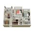 Modern 3D floor plan featuring 2 spacious bedrooms, an open-concept kitchen and living area, and elegant bathroom design.