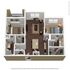Modern 3D floor plan showcasing a spacious two-bedroom apartment with an open-concept living area, contemporary kitchen with an island, and dual bathrooms. Features a private balcony and stylish interior design.