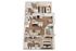 Modern 3D floor plan featuring 2 cozy bedrooms, a sleek open-plan kitchen, stylish living area, and a charming balcony.